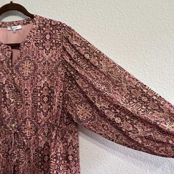Madewell Kaleidoscope Drawstring Button-Up Blouse Boho Fall Top Size Large - Picture 6 of 9